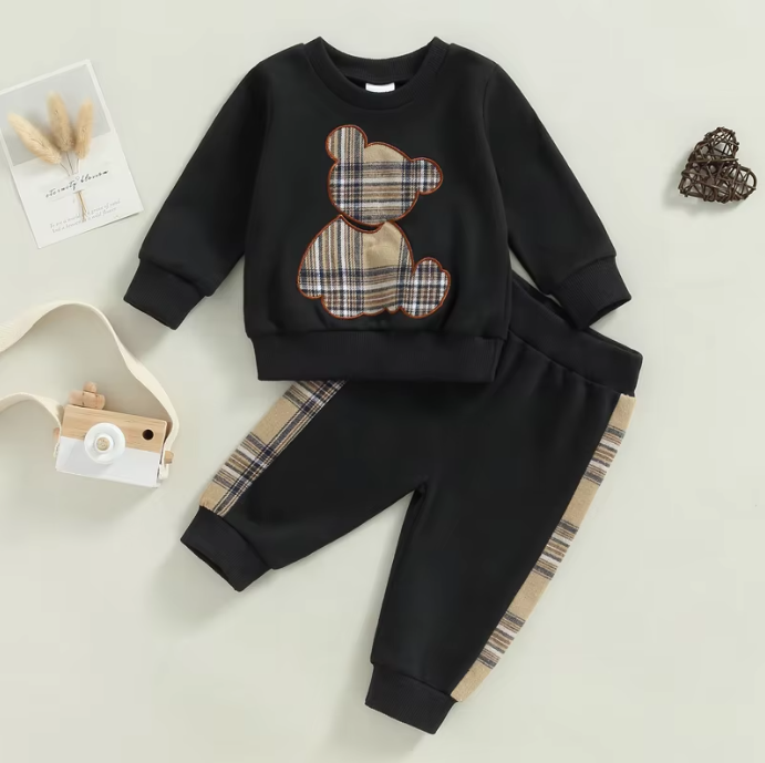 Plaid Bear Outfit Cozy & Stylish 2-Piece Set - Little Luxe Co