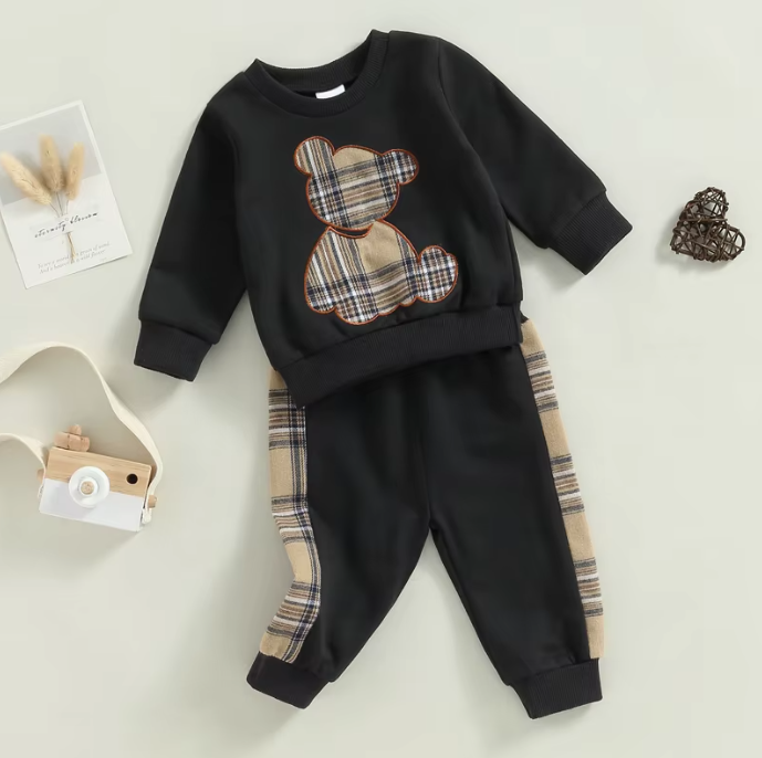 Plaid Bear Outfit Cozy & Stylish 2-Piece Set - Little Luxe Co