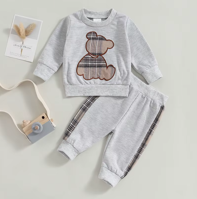 Plaid Bear Outfit Cozy & Stylish 2-Piece Set - Little Luxe Co