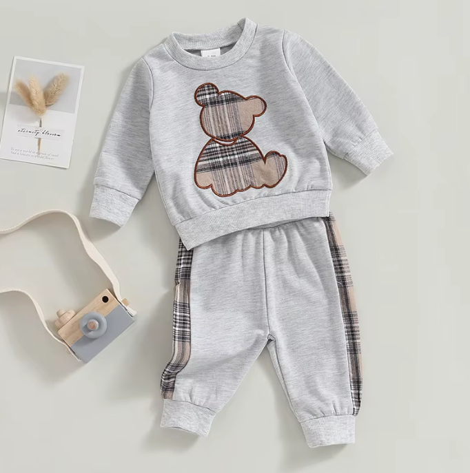 Plaid Bear Outfit Cozy & Stylish 2-Piece Set - Little Luxe Co