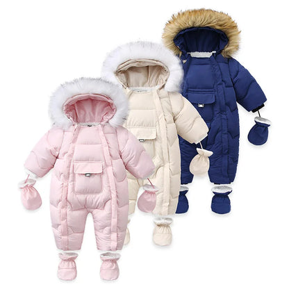 Winter Newborn Thick Jumpsuit Wool Hooded - Little Luxe Co