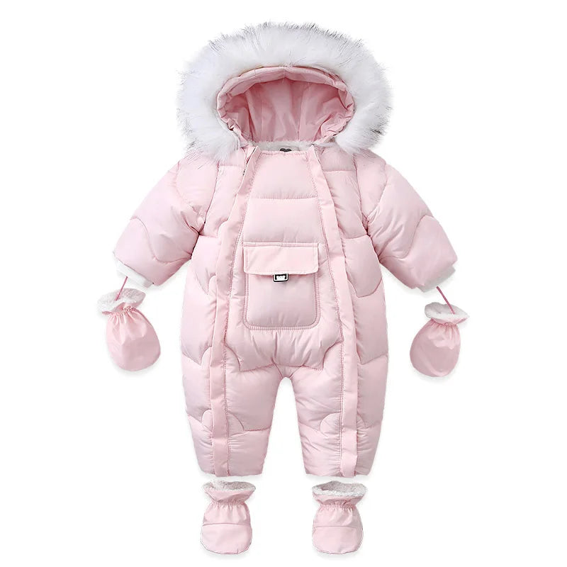 Winter Newborn Thick Jumpsuit Wool Hooded - Little Luxe Co