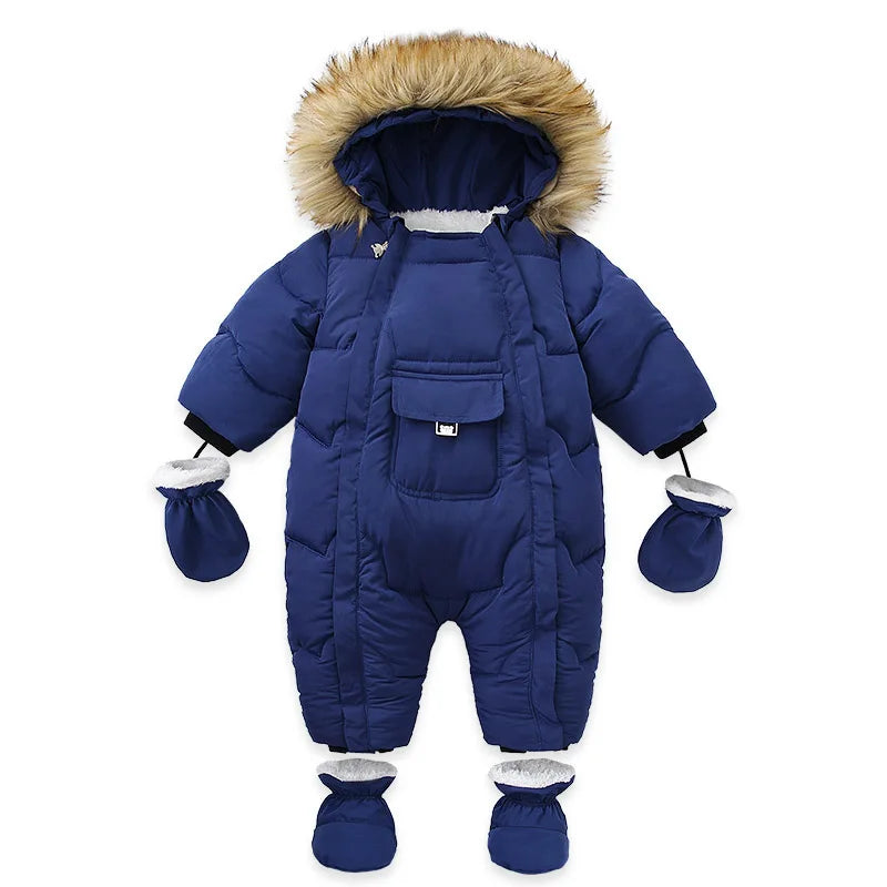 Winter Newborn Thick Jumpsuit Wool Hooded - Little Luxe Co
